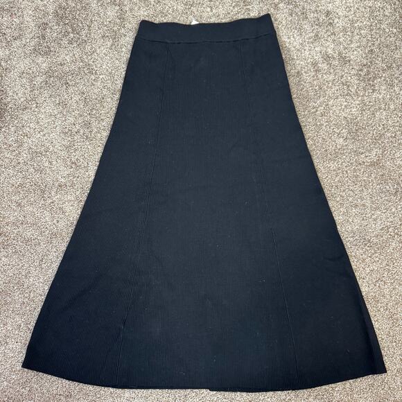 Madewell Merino Wool Blend Midi Skirt NWT Size Small $128 Black Goth Minimalist - Picture 3 of 7